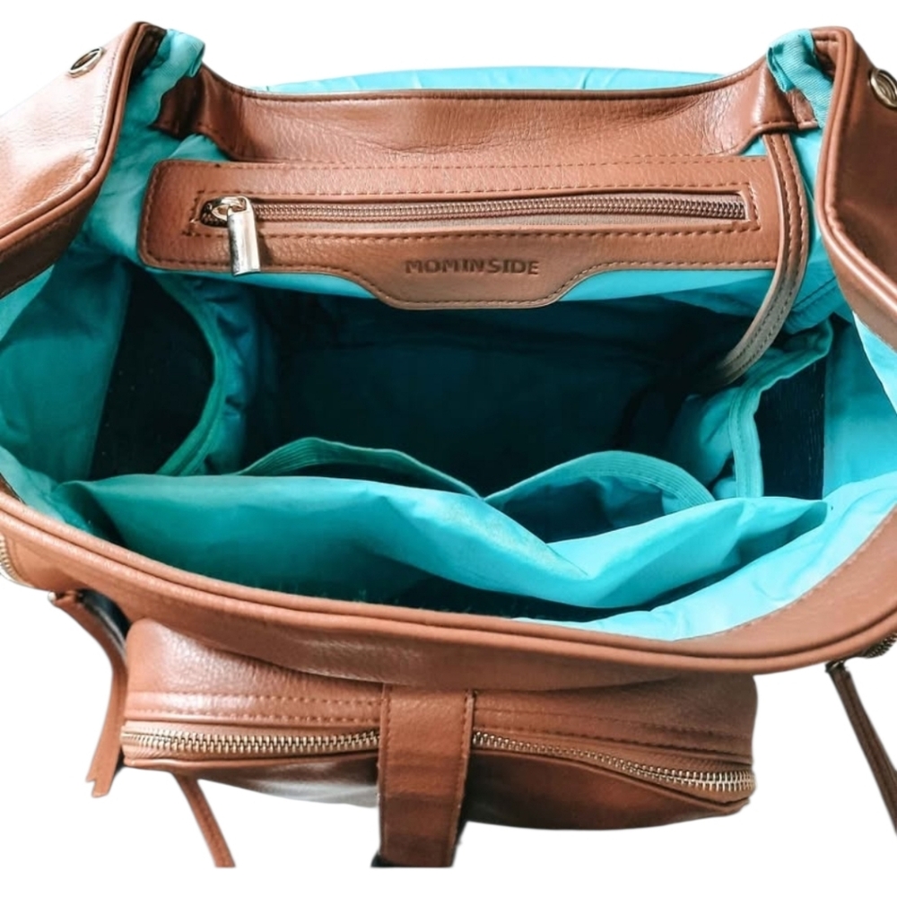 Large Capacity Faux Leather Baby Bag Diaper Bag Backpack Brown - Picture 5 of 9